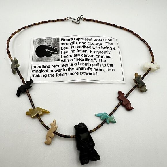 Vintage Zuni-style Fetish Carved Heishi beaded necklace! - Picture 12 of 15